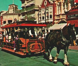 Vtg Chrome Postcard Walt Disney World Main Street USA Trolley Ride 0111-0360 UNP