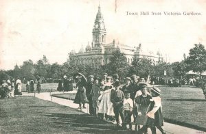 Portsmouth Town Hall Victoria Gardens Antique Racial Postcard