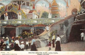 HELTER SKELTER SLIDE Luna Park CONEY ISLAND Amusement Park 1908 Vintage Postcard