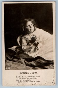 c1910's Gentle Jesus Child Praying Shippensville PA RPPC Photo Antique Postcard