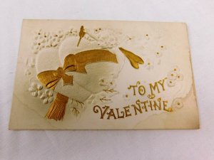 Circa 1905-10 Lovely Heavily Embossed Cupid Giant Hearts Valentine Postcard P28