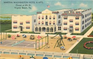 1940s Virginia Beach Virginia Martha Washington Hotel Apts Postcard 25-11106