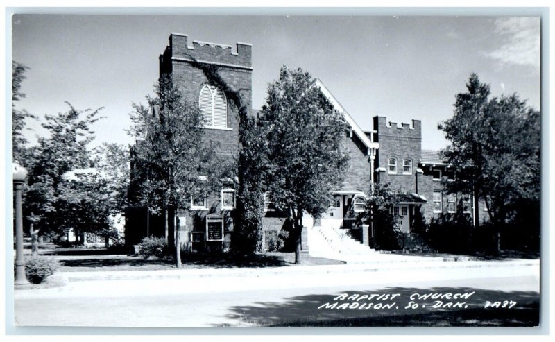 c1940's Baptist Church Madison South Dakota SD RPPC Photo Vintage Postcard