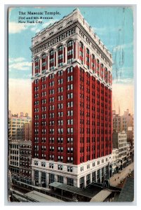 Masonic Temple Building New York CIty NY NYC DB Postcard U21