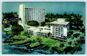 HILO BAY, Hawaii HI ~ Pre Opening NANILOA HOTEL Artist Conrad Craven Postcard