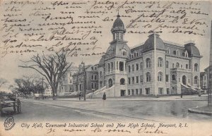 NEWPORT R I~CITY HALL-TOWNSEND INDUSTRIAL SCHOOL-NEW HIGH SCHOOL~1906 POSTCARD