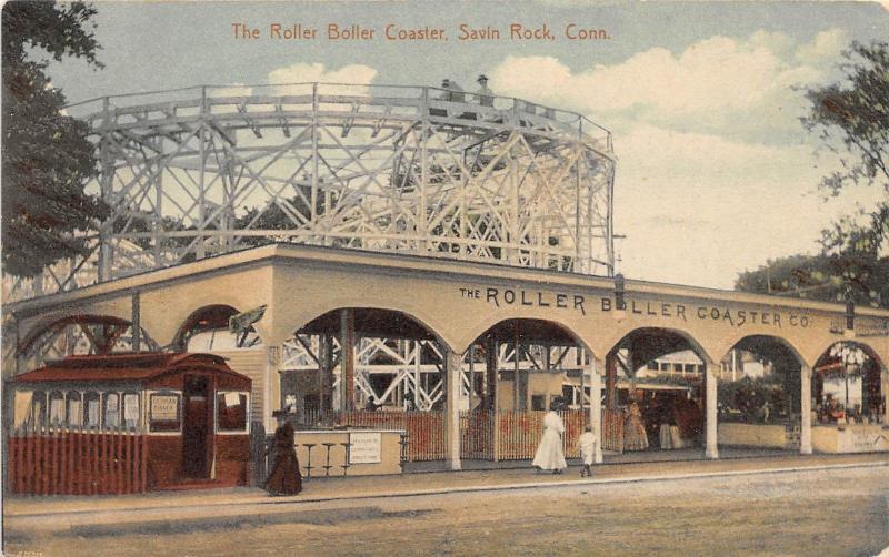 E4/ Savin Rock Connecticut Postcard c1910 Roller Boller Coaster Amusement Park