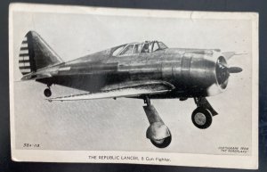 Mint England RPPC Postcard Republic Lancer 8 Guns US Fighter Airplane