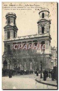 Postcard Old Paris 6th stop Saint Sulpice Church started in 1646 ended in 174...