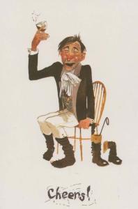 Man Drunk In Scrooge Scrooges Wine Bar Louth Cartoon Lincs Lincolnshire Postcard