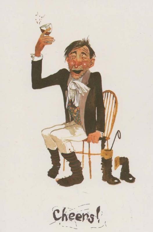 Man Drunk In Scrooge Scrooges Wine Bar Louth Cartoon Lincs Lincolnshire Postcard