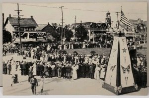 Quakertown Pa Downtown c1914 View Chautauqua Week Fireman, Flags Postcard F7