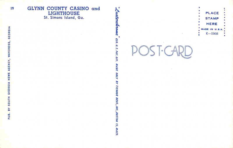 Lighthouse & Casino St Simons Island Georgia postcard