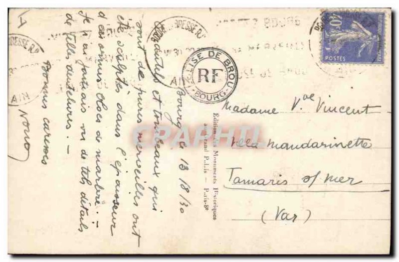 Postcard Ancient Church of Brou Tomb of Marguerite d & # 39Autriche