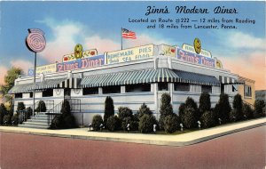 F56/ Lancaster Pennsylvania Postcard Chrome Zinn's Diner Roadside