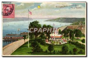 Old Postcard transparent map Riverside Park on Hudson River New York