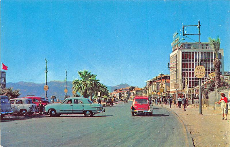 Izmir Turkey Karsiyaka District Street View Old Cars Postcard 