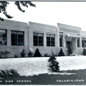 c1950s Oelwein, IA RPPC South Side Elementary School Real Photo Postcard A104