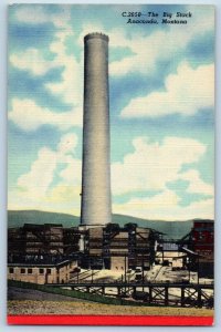 Anaconda Montana Postcard Big Stack Building General View c1940 Vintage Unposted