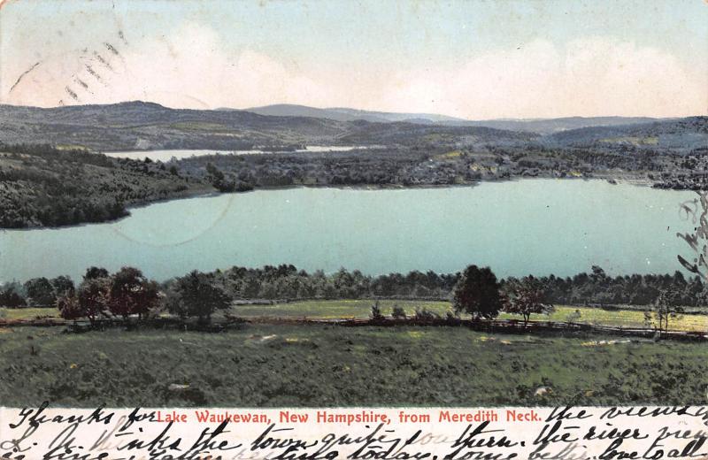 Lake Waukewan, New Hampshire, from Meredith Neck, Early Postcard, Used in 1906