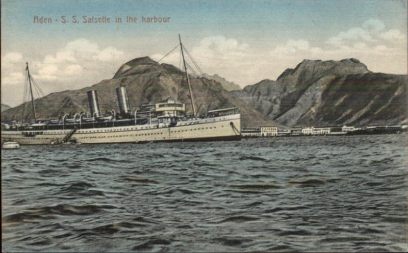 Aden - SS Steamship Salsette in Harbour c1910 Postcard 