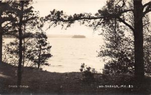 North Sebago Maine~Spider Island~View Through Trees~1967 RPPC Postcard