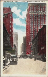 Madison Street Chicago Morrison Hotel Illinois Vintage Postcard C097