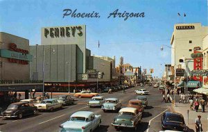 Washington Street Cars Penneys Department Store Phoenix Arizona 1950s postcard