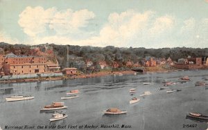 Merrimac River the Motor Boat Fleet at Anchor - Haverhill, Massachusetts MA