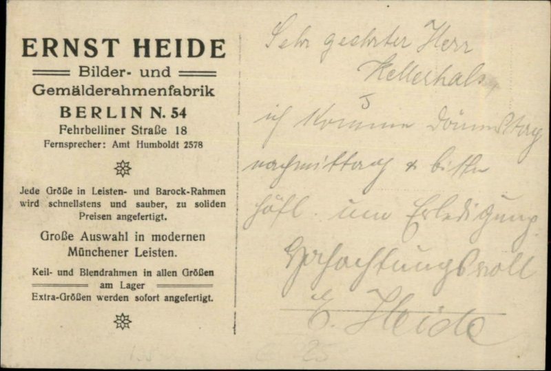 Picture Frames Molding Ernst Heide Berlin Germany c1910 Real Photo Postcard