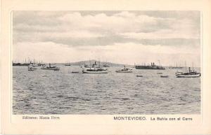 Montevideo Uruguay La Bahia con el Cerro Antique Postcard J52684