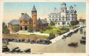 Memphis Tennessee 1926 Postcard Cositt Library & Custom House