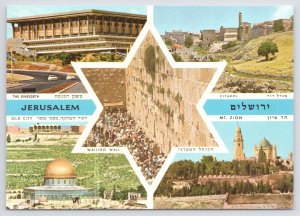 Foreign~Jerusalem~Wailing Wall In Star Of David~Multi-View~Continental Postcard