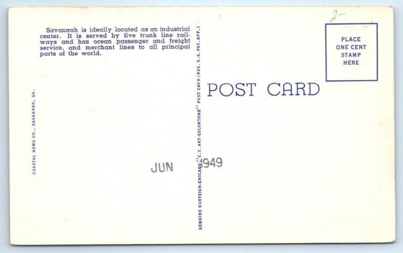 2 Postcards SAVANNAH, Georgia GA ~ North & South Views BULL STREET Scene 1930s