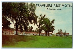 c1950's Travelers Rest Motel Trees Atlantic Iowa IA Unposted Vintage Postcard