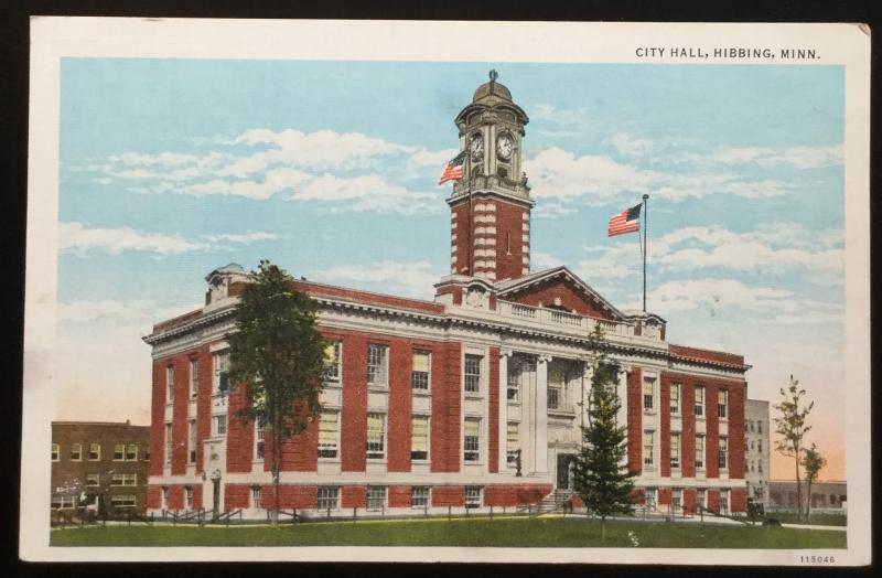 Postcard Unused City Hall Hibbing MN LB