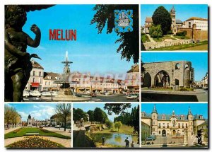 Modern Postcard Melun Seine et Marne Place Saint John The church Notre Dame a...