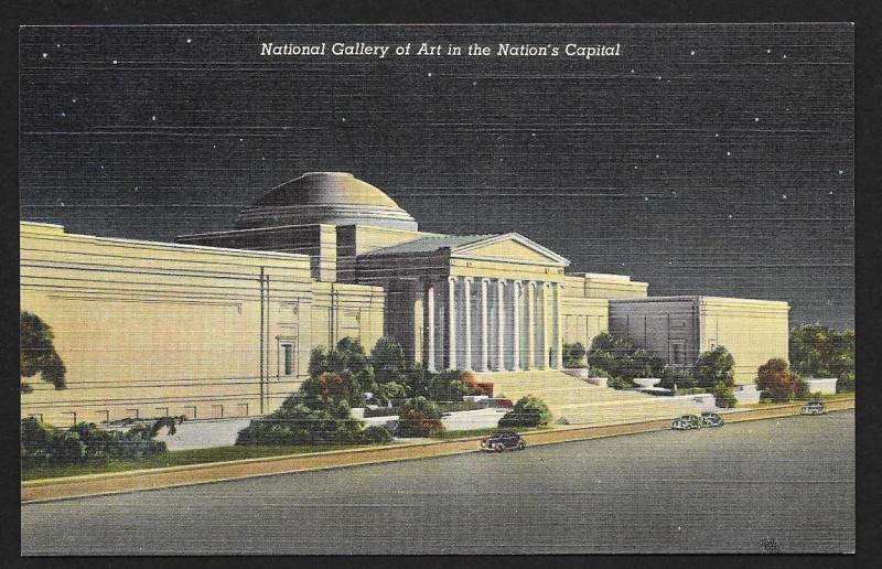 National Art Gallery @ Nite Washington DC unused c1940's