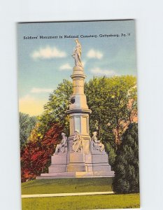 Postcard Soldiers Monument in National Cemetery Gettysburg Pennsylvania USA