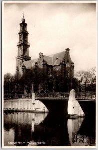 Amsterdam Westerkerk Netherlands Church Parish Real Photo RPPC Postcard