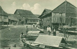 PC CPA SINGAPORE, MALAY VILLAGE, Vintage Postcard (b3075)