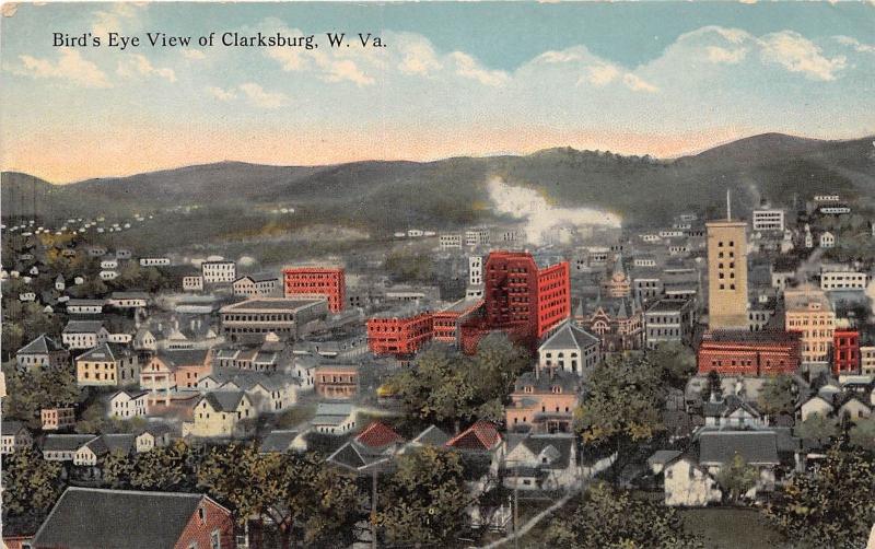 D68/ Clarksburg West Virginia WV Postcard c1910 Birdseye View Homes Buildings