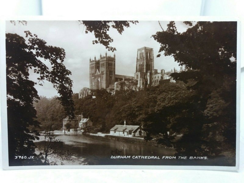 Vintage RP Postcard Durham Cathedral from the Banks of the River 1950s