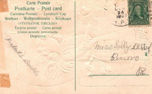 Vintage Postcard 1907 Pretty Angel Christmas Tree A Merry Christmas Greetings