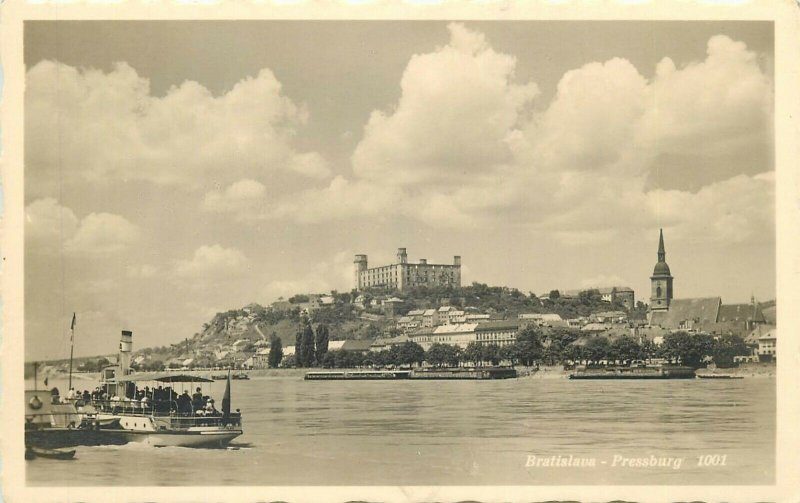 Slovakia Bratislava Pressburg Danube navigation ferry ship photo postcard