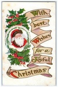 1912 Christmas Santa Claus Berries Embossed Eau Claire Wisconsin WI Postcard