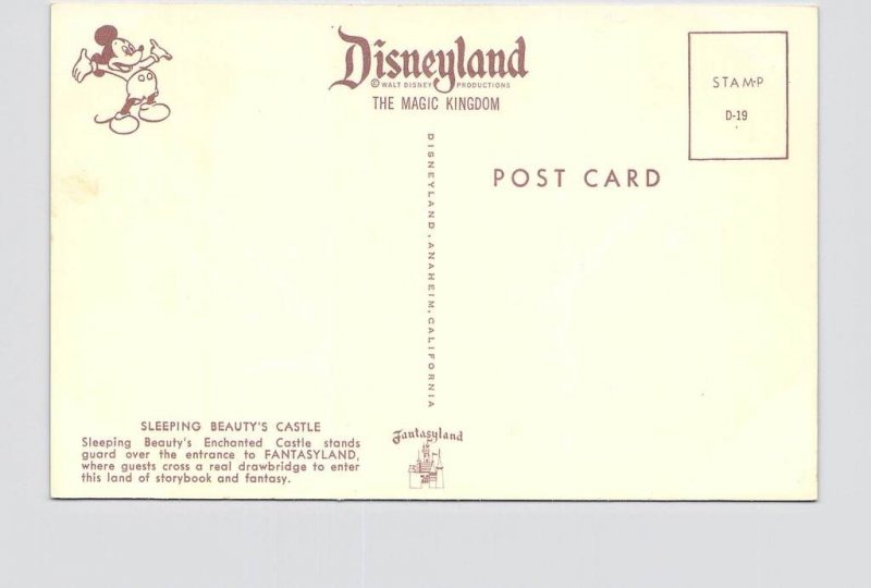 VINTAGE POSTCARD DISNEYLAND FANTASYLAND SLEEPING BEAUTY CASTLE #3 AT NIGHT