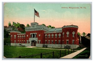 Vintage 1911 Postcard Flag Over the Armory Building Morgantown West Virginia