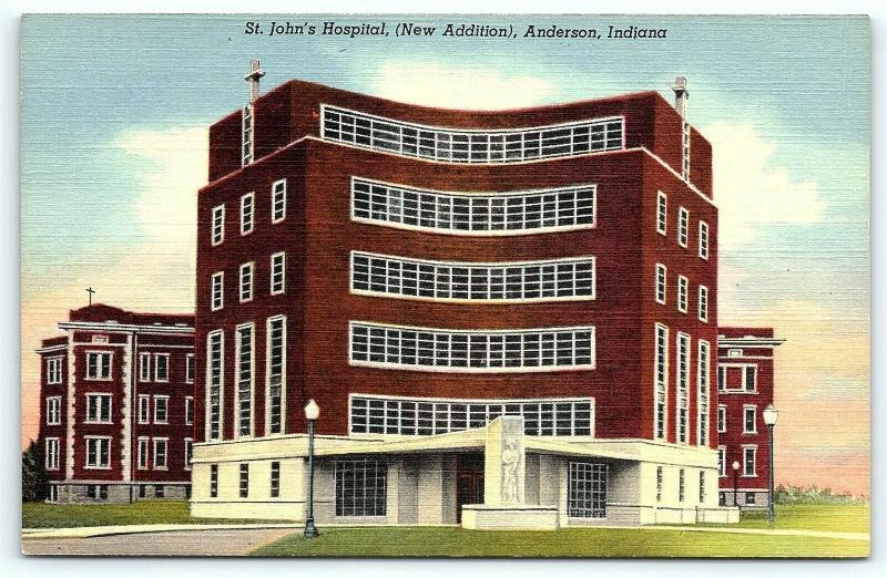 Postcard IN Anderson St. John's Hospital New Addition Vintage Linen A20