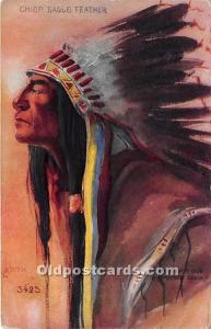 Chief Eagle Feather by L Peterson Indian Postcard